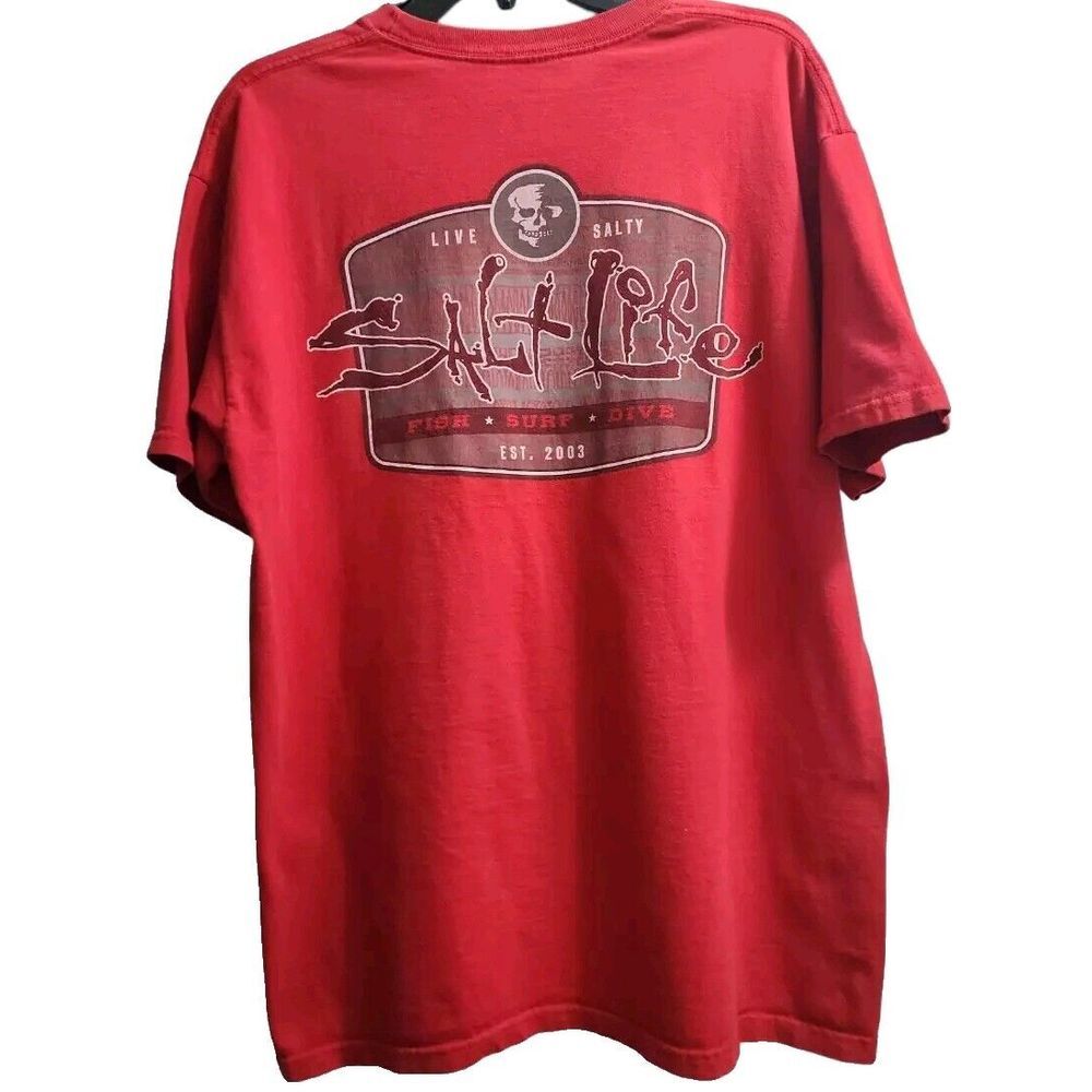 Salt Life Mens Size L Printed Logo Front T-Shirt Red Short Sleeve * Minor Flaw‎ - Picture 5 of 5